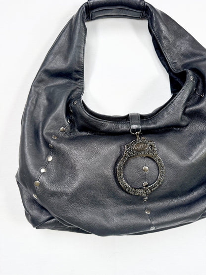 Cuffz By Linz Studded Black Leather Diamanté Cuff Bag ♡