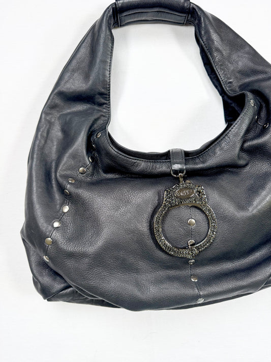 Cuffz By Linz Studded Black Leather Diamanté Cuff Bag ♡
