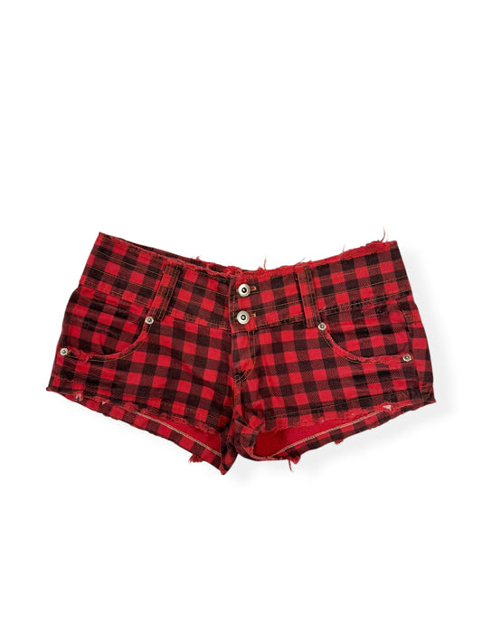 Red Plaid Skull Shorts ♡ S