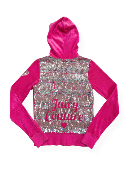 Pink Sequin Juicy Couture Zip Up Hoodie ♡ XS