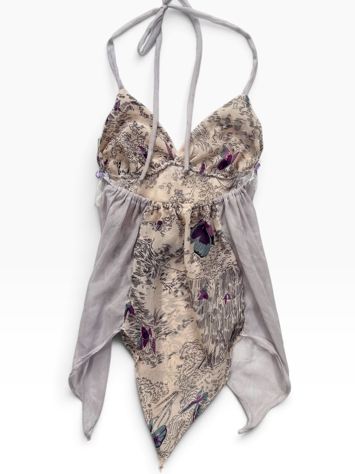 Reworked Purple Butterfly Halter Cami ♡ XS