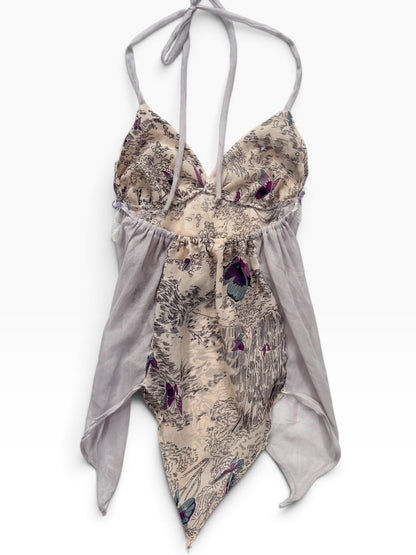 Reworked Purple Butterfly Halter Cami ♡ XS