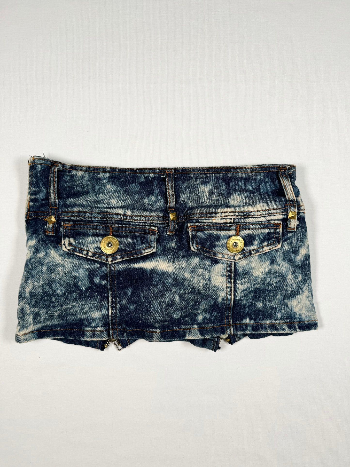 Acid Wash Denim Micro Skirt