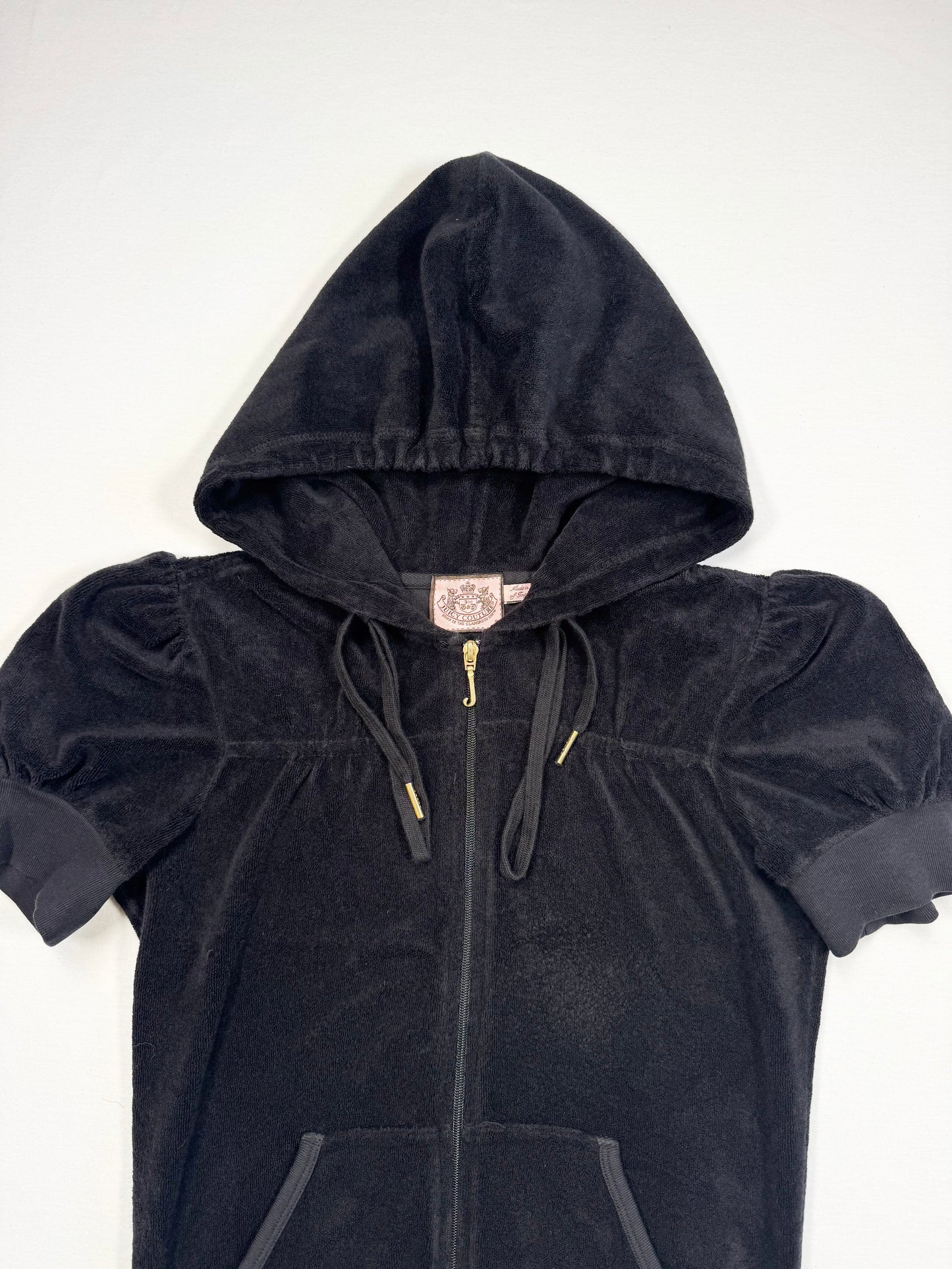 Juicy Couture Black Towelling Short Sleeved Zip Up ♡ S