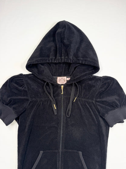 Juicy Couture Black Towelling Short Sleeved Zip Up ♡ S