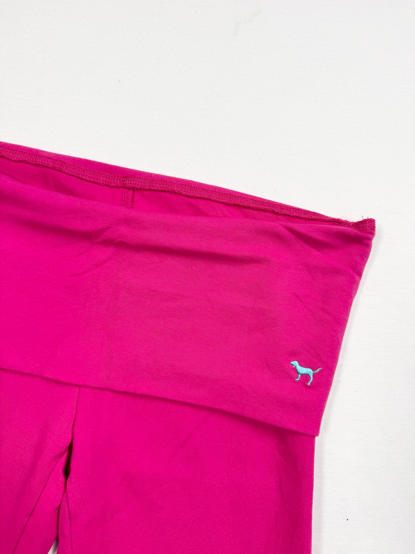 PINK Hot Pink & Blue Fold Over Waistband Leggings ♡ S/M