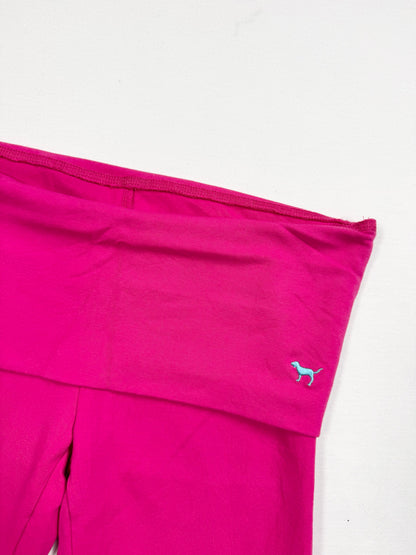 PINK Hot Pink & Blue Fold Over Waistband Leggings ♡ S/M