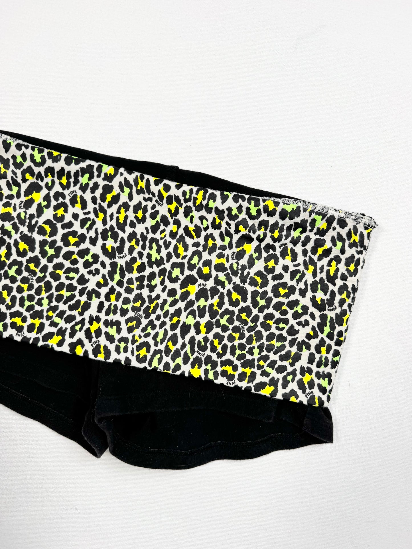 PINK Green Leopard Fold Over Shorts ♡ XS/S