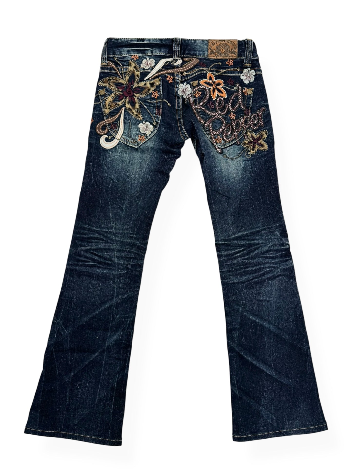 Red Pepper Leopard Floral Flared Jeans ☆ 25”