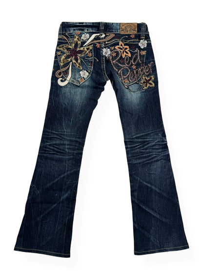 Red Pepper Leopard Floral Flared Jeans ☆ 25”