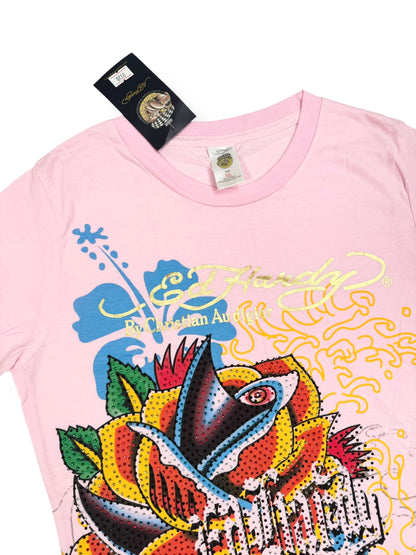 Pink Ed Hardy Hibiscus Tee ♡ XL