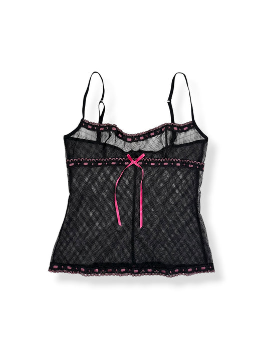 Black & Pink Ribbon Cami ♡ S