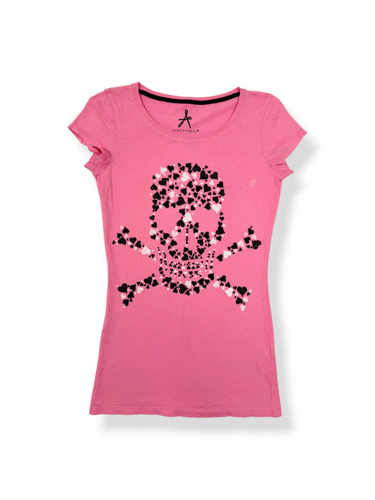 Pink Heart Skull Tee ♡ XS