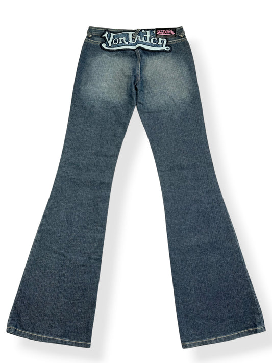 Von Dutch Blue Patch Flared Jeans ♡ 26”
