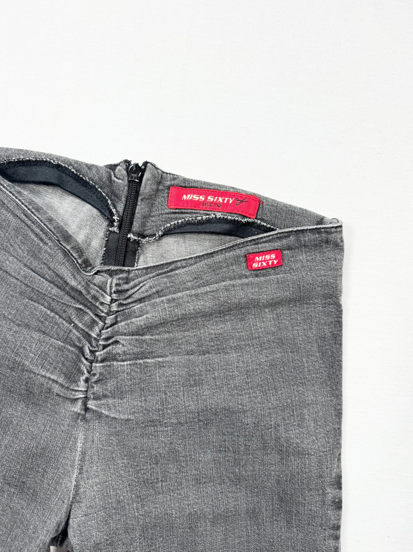 Miss Sixty Grey Denim Ruched Flared Jeans ♡ 25”