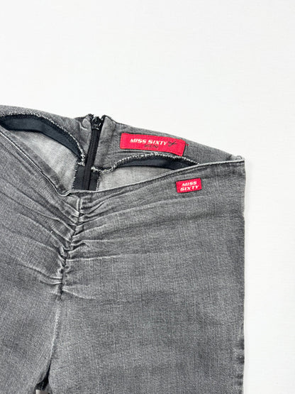 Miss Sixty Grey Denim Ruched Flared Jeans ♡ 25”