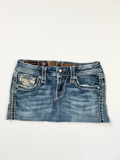Rock Revival Snakeskin Denim Mini Skirt ♡ 26”