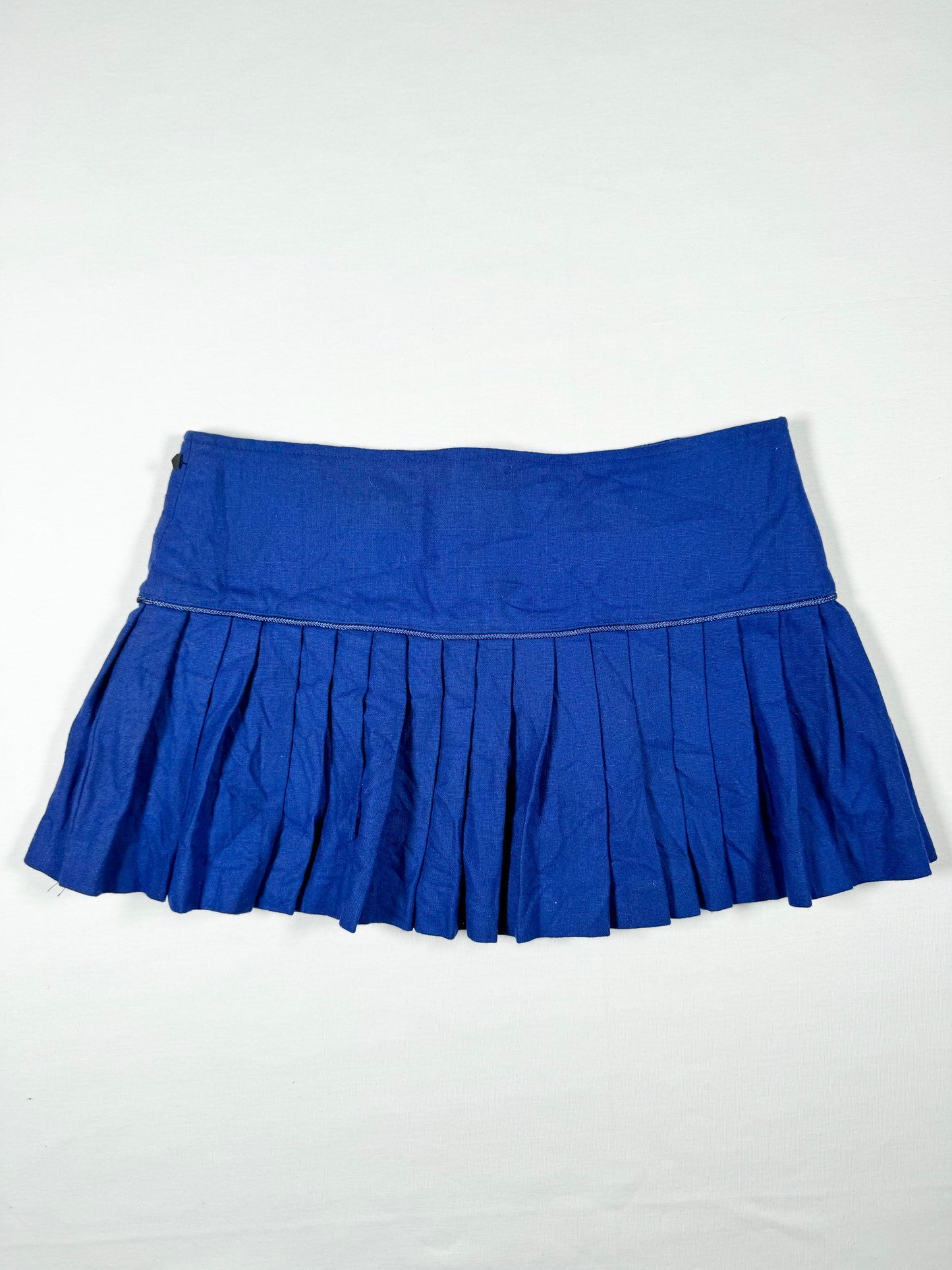 Blue Pleated Mini Skirt