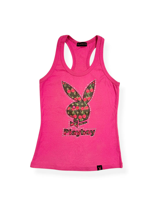 Pink Playboy Cherry Logo Tank ♡ S