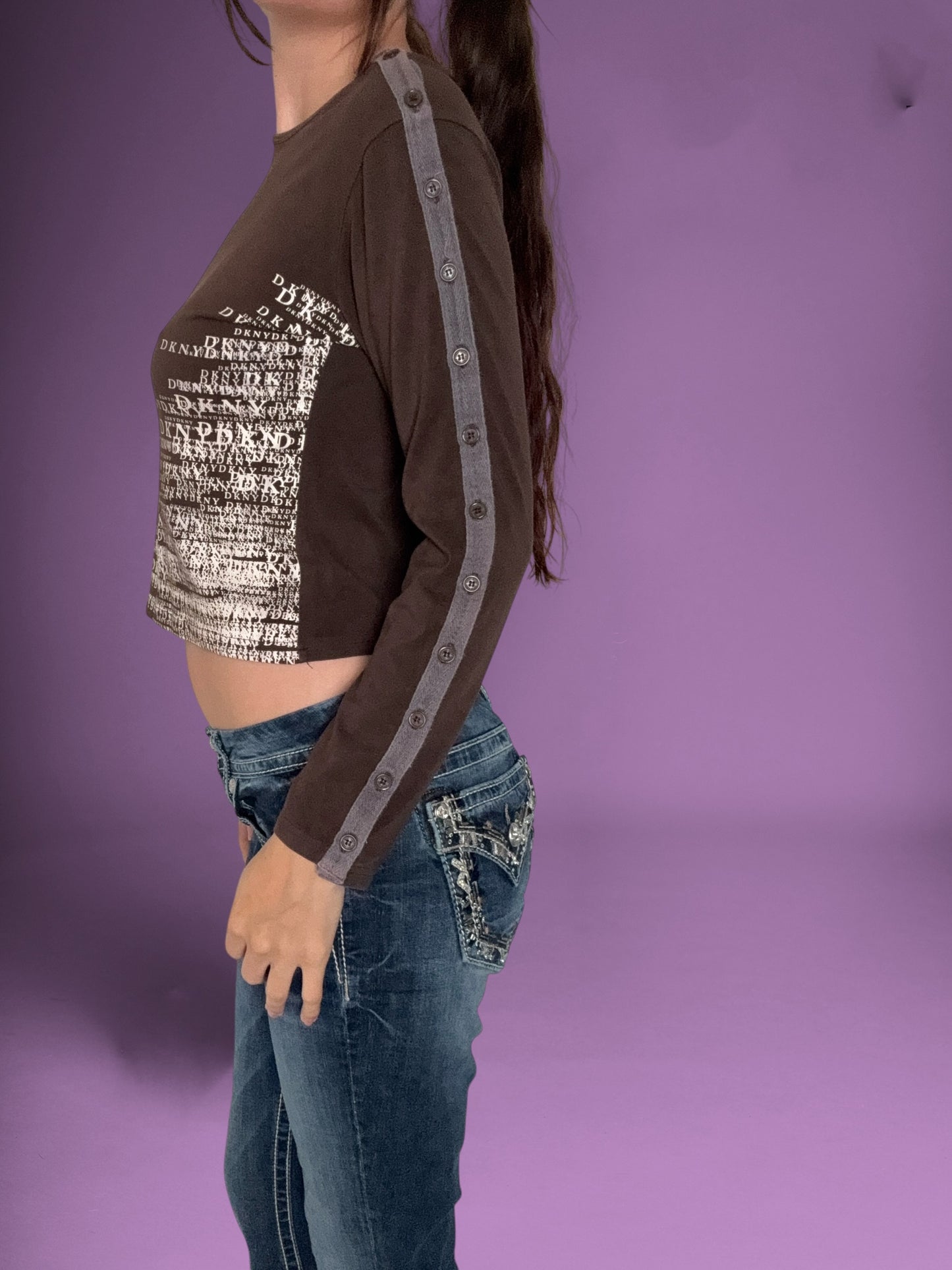 DKNY Brown Long Sleeved Top ♡ M