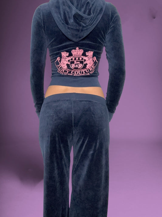 Juicy Couture Navy & Pink Velour Tracksuit Set ♡ XS/M