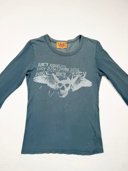 Juicy Couture Navy Skull Long Sleeved Top ♡ S
