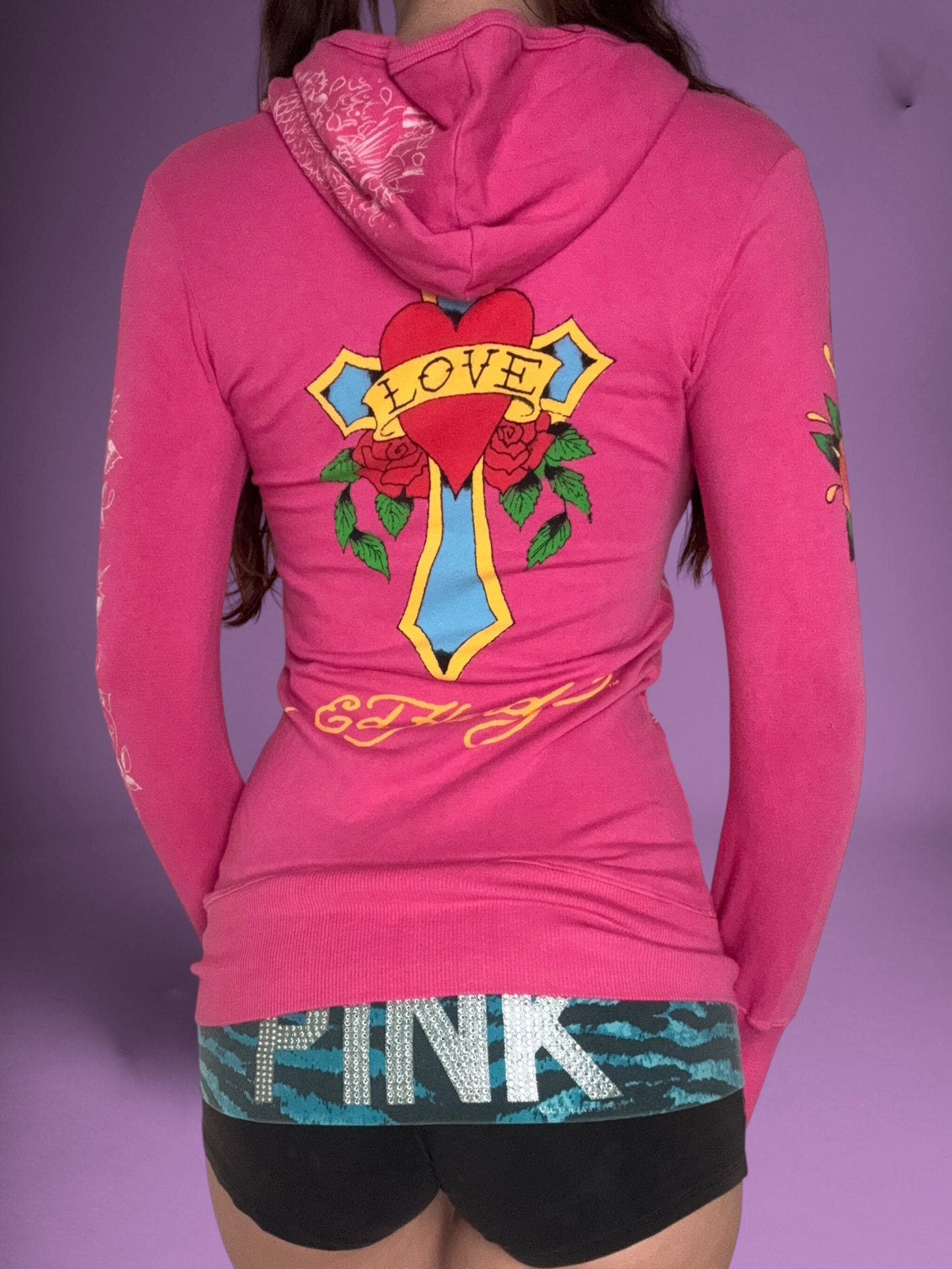 Pink Ed Hardy Zip Up ♡ XS