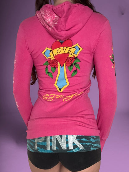 Pink Ed Hardy Zip Up ♡ XS