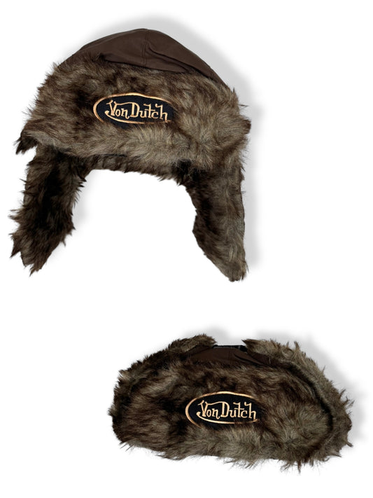 Brown Fur Von Dutch Hat