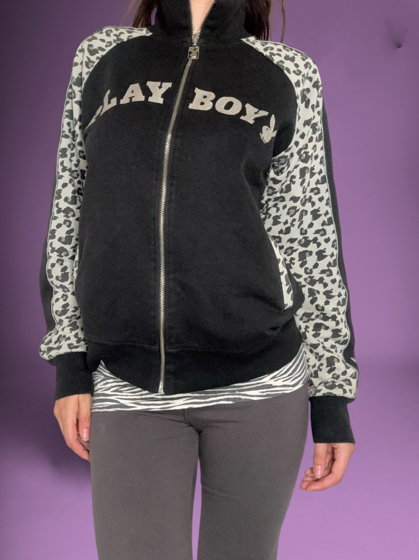 Leopard Playboy Zip Up ♡ Size L