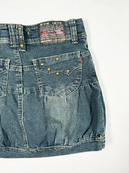 Bubble Denim Mini Skirt