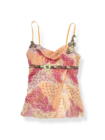 Leopard Print Embroidered Rose Cami ♡ S