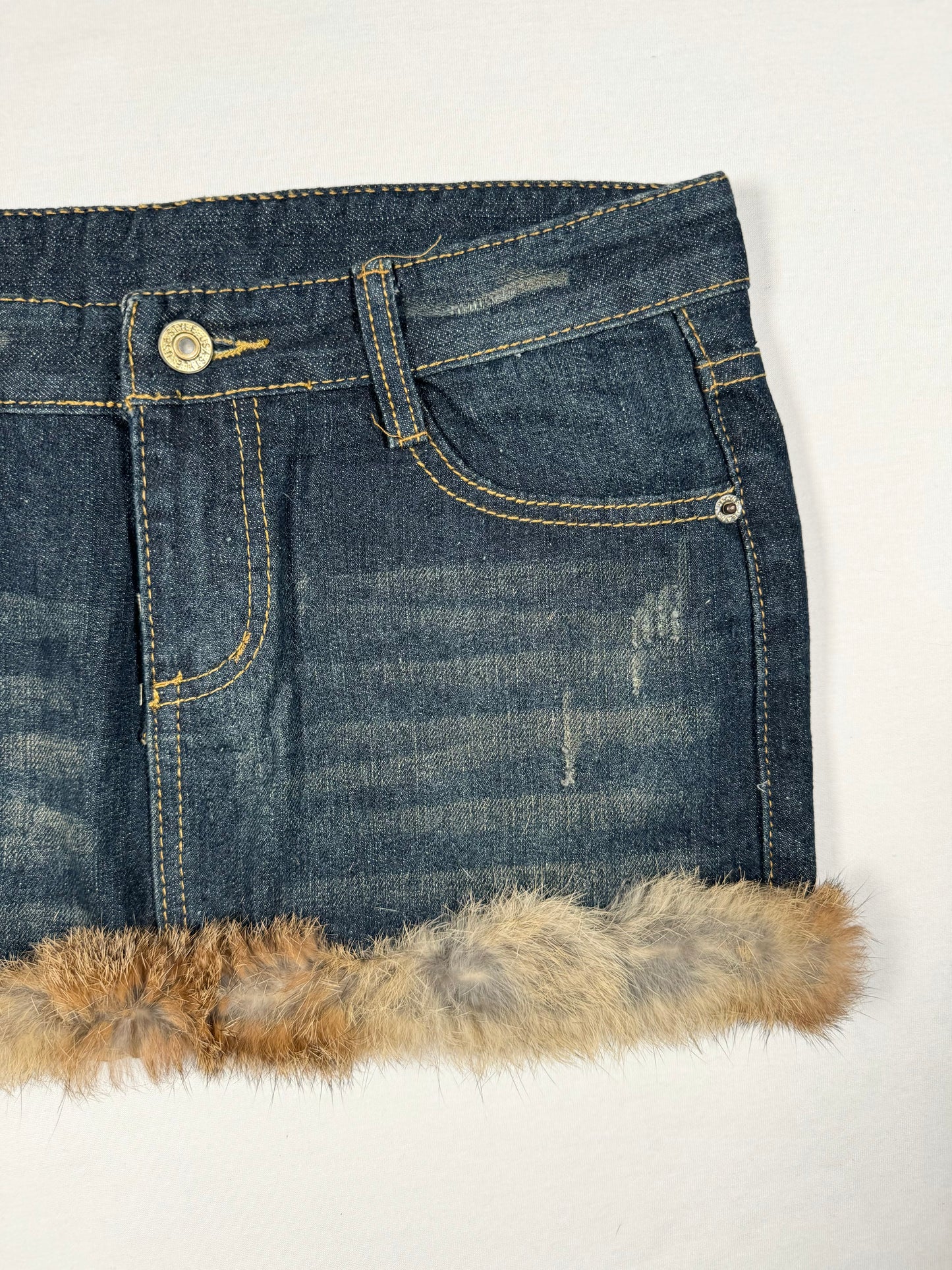 Fur Trim Mini Skirt