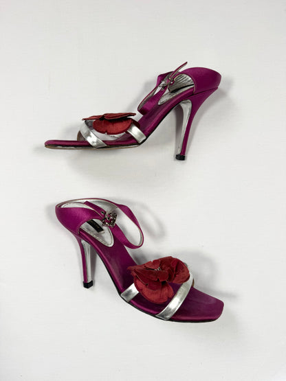 LV Fuchsia Satin Flower Heels ♡ 35.5