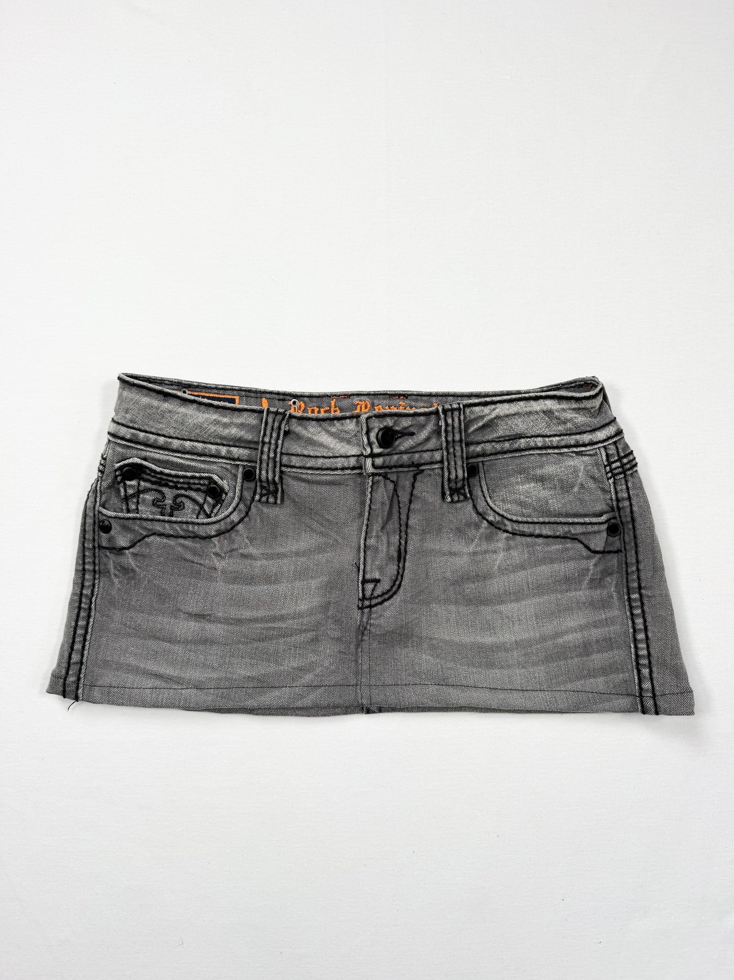 Rock Revival Grey Denim Mini Skirt ♡ 29”