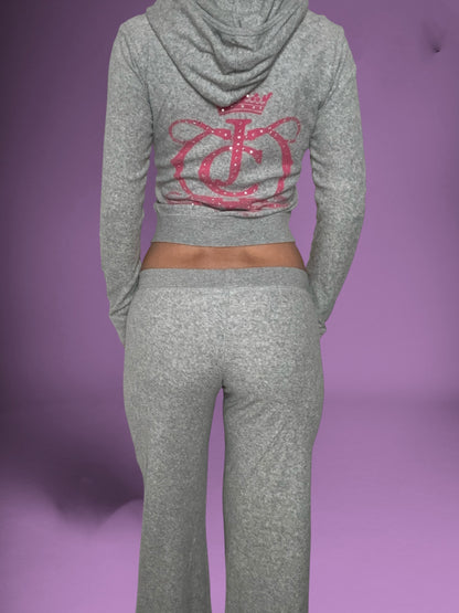 Grey & Pink Juicy Couture Towelling Tracksuit Set ♡ S