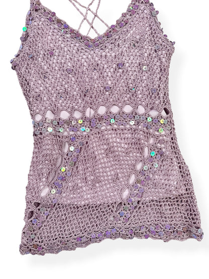 Purple Crochet Sequin Cami ♡ XS