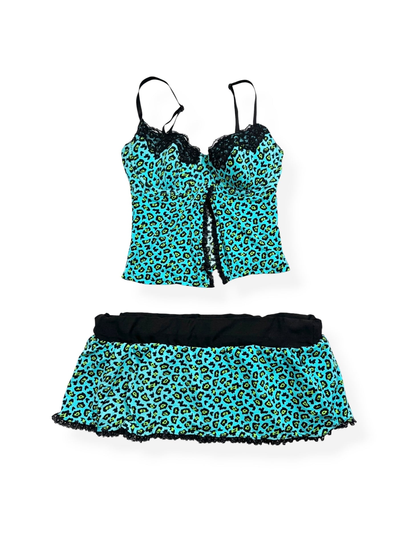 Blue Leopard Cami & Skirt Set ♡ S