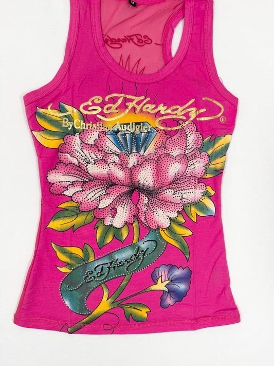Ed Hardy Pink Mesh Tank ♡ XS/S