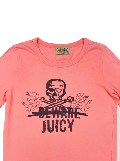 Juicy Couture Skull “Beware” Peach Long Sleeved Top ♡ M
