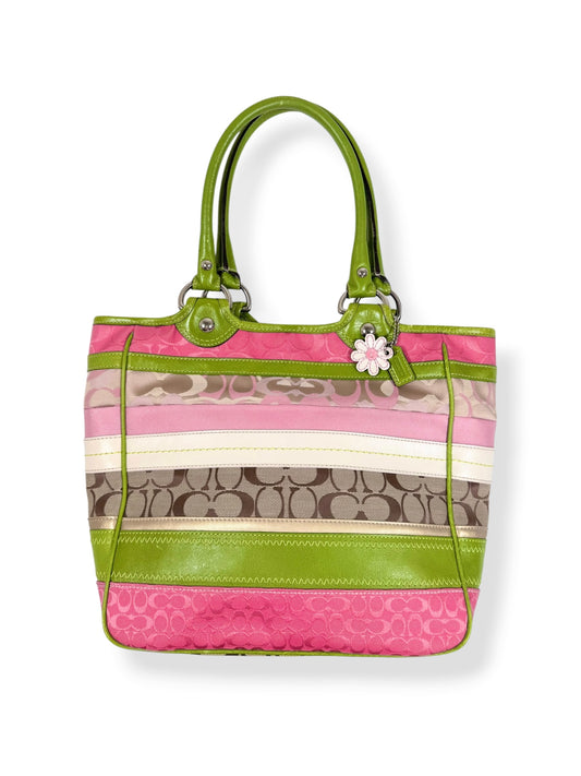 Coach Spring Pink & Green Bleecker Bag ♡