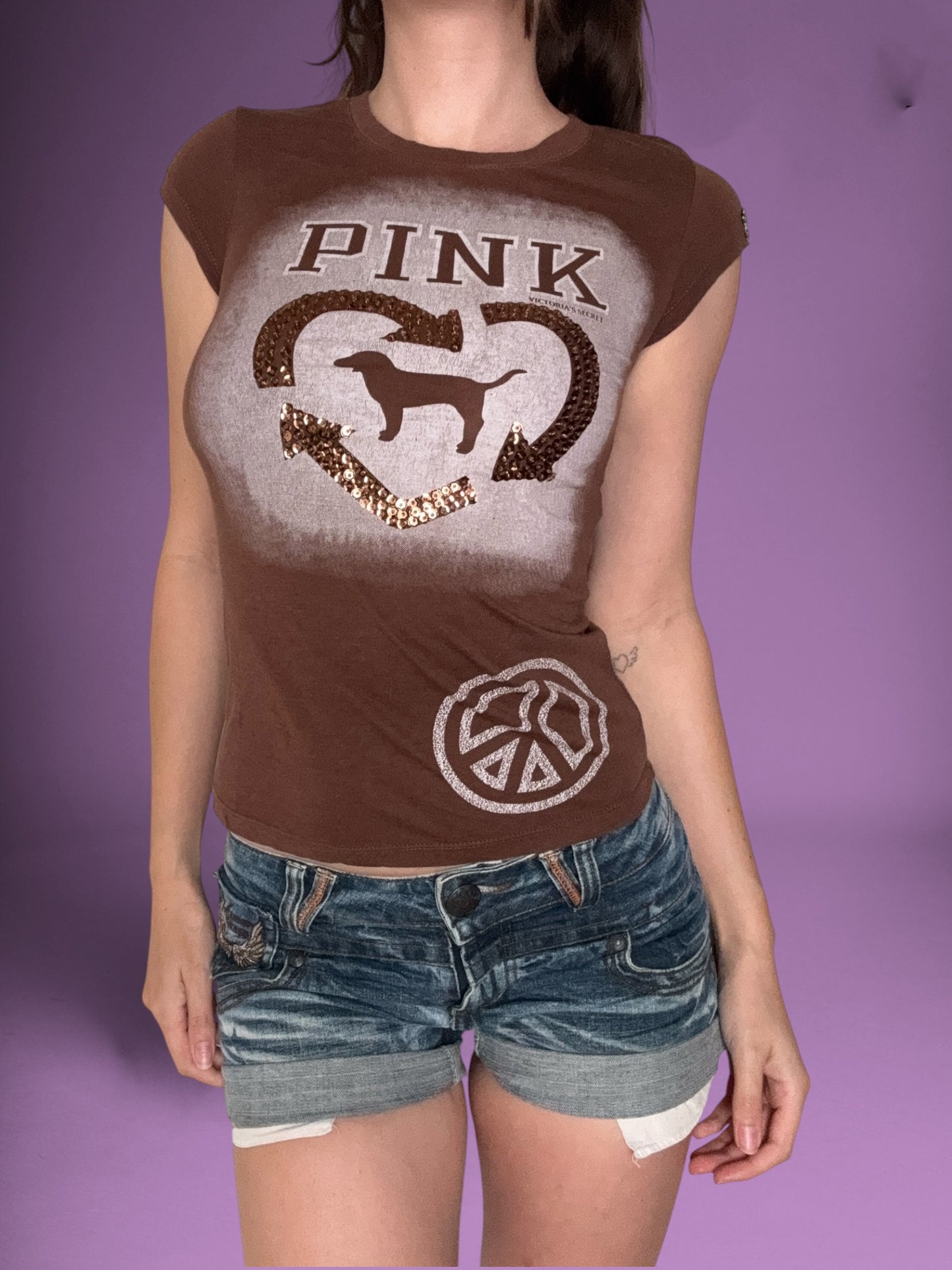 PINK Brown Tee ♡ XS
