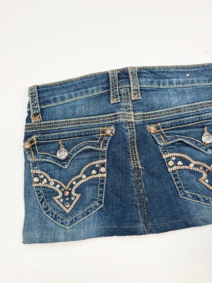 Western Diamanté Mini Skirt ♡ S