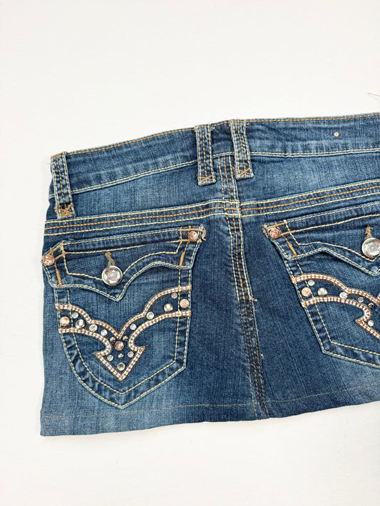 Western Diamanté Mini Skirt ♡ S