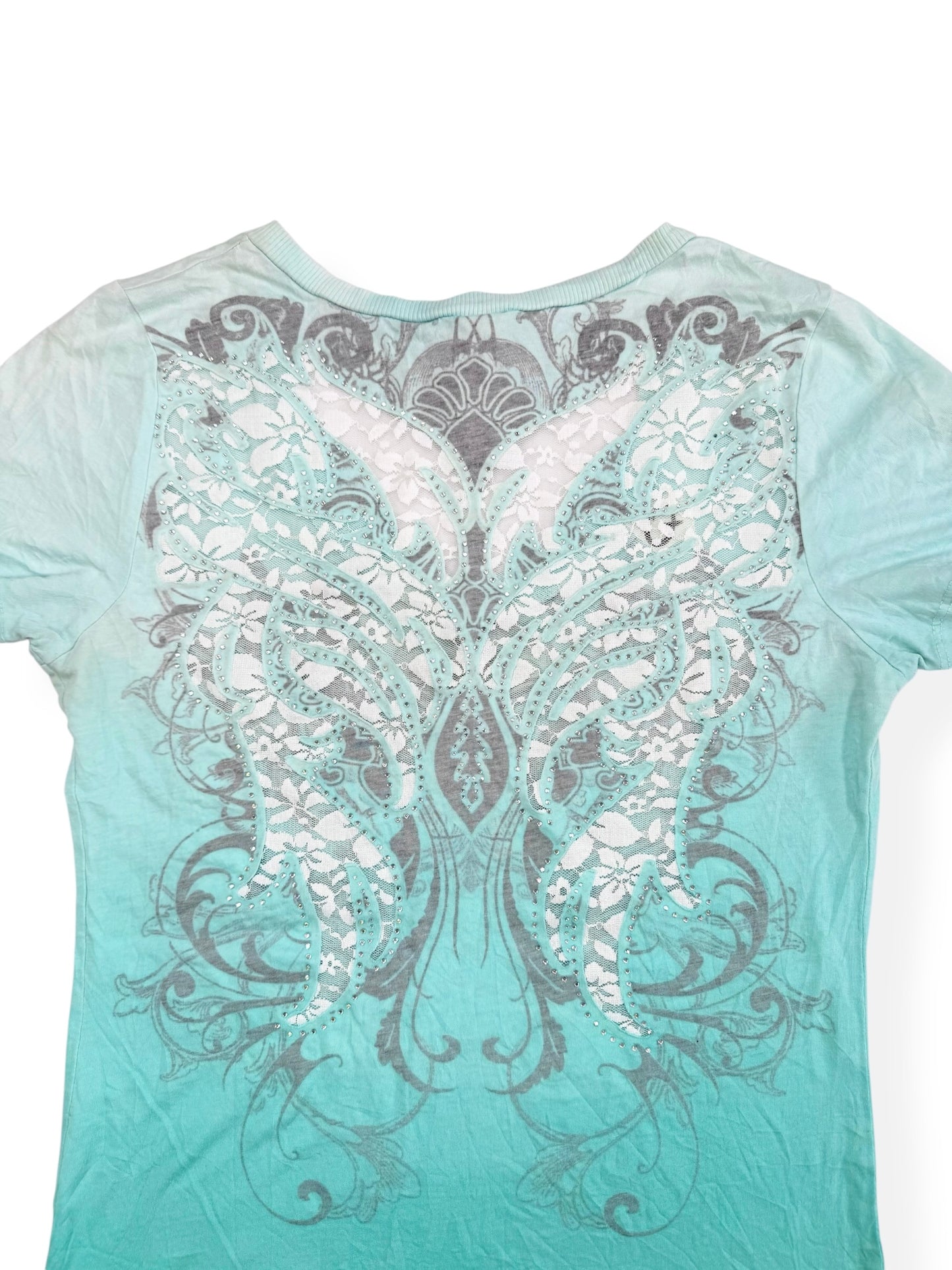 Seafoam Grunge Lace Cut Out Back Tee ♡ M