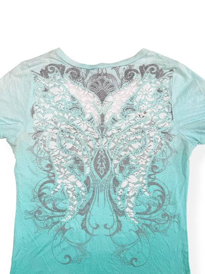 Seafoam Grunge Lace Cut Out Back Tee ♡ M