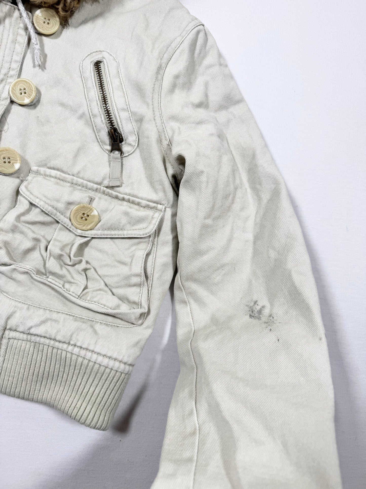 Cropped Fur Hood Jacket