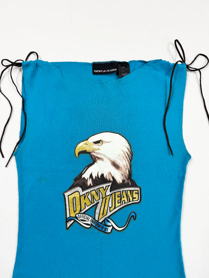 DKNY Jeans Blue Eagle Suede Tie Tank ♡ XS