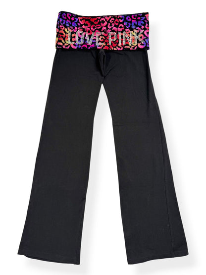PINK Leopard Fold Over Flares Leggings ♡ M