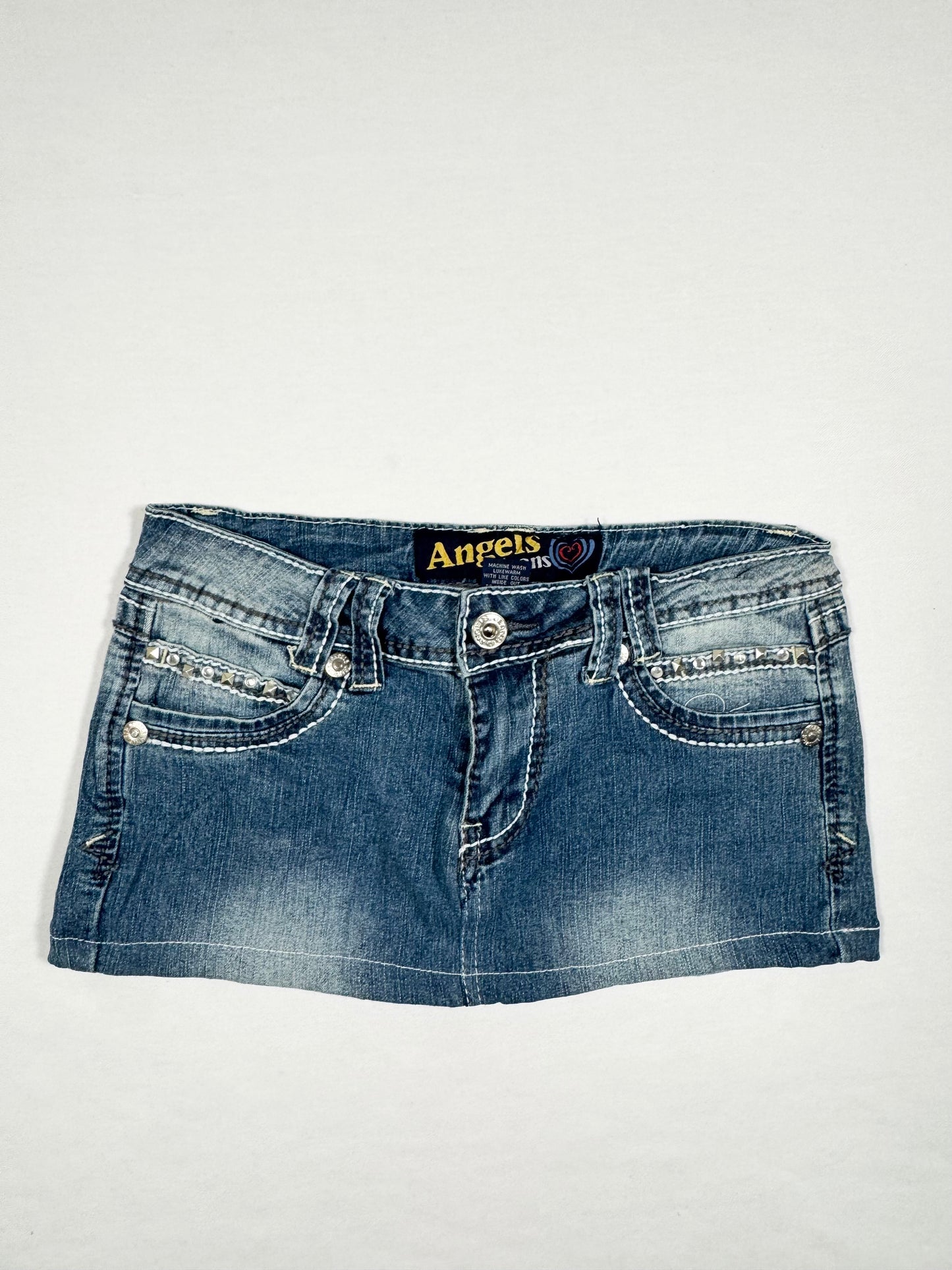Angels Denim Studded Mini Skirt ♡ Size XS